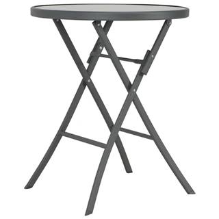 Vidaxl  Skladací bistro stolík,  sivý 60x70 cm,  sklo a oceľ značky Vidaxl