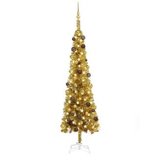 Vidaxl  Úzky vianočný stromček s LED a sadou gulí zlatý 180 cm značky Vidaxl