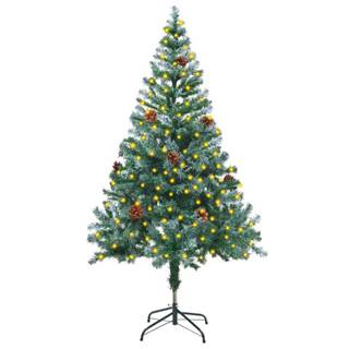 Vidaxl Vianočný stromček s LED a borovicovými šiškami 150 cm