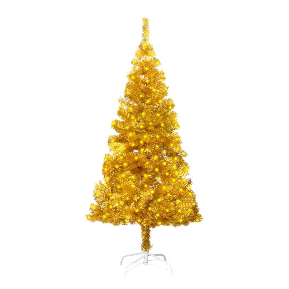 Vidaxl  Umelý vianočný stromček s LED a podstavcom zlatý 150 cm PET značky Vidaxl