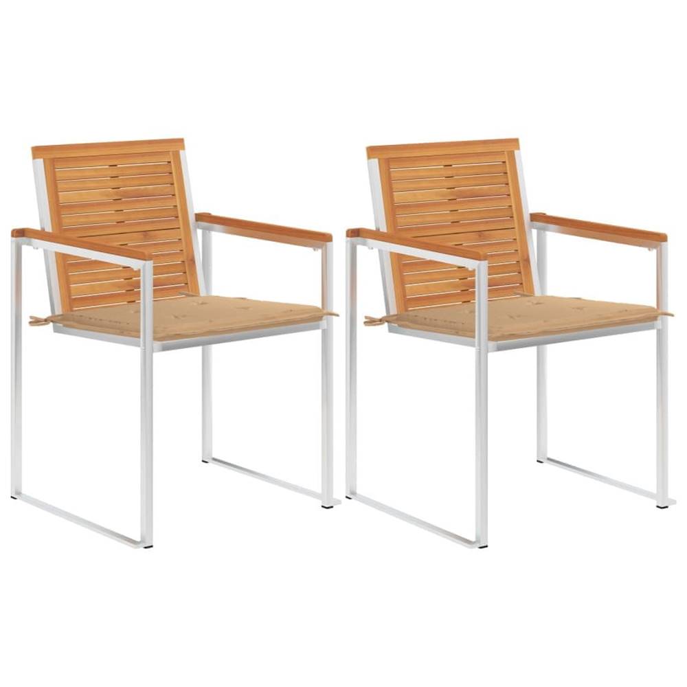 Vidaxl  Záhradné stoličky s podložkami 2 ks masívne akáciové drevo a oceľ značky Vidaxl