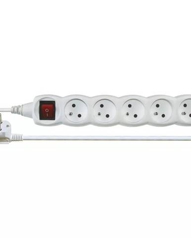 EMOS Predlžovací kábel s vypínačom – 5 zásuviek,  5 m,  biely P1515