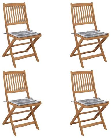 Vidaxl Skladacie záhradné stoličky s podložkami 4 ks akáciový masív