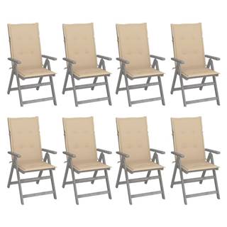 Petromila vidaXL Záhradné sklápacie stoličky+podložky 8 ks,  sivé,  akáciové drevo