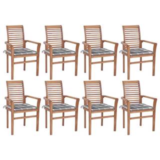 Vidaxl  Jedálenské stoličky 8 ks sivé kockované podložky tíkový masív značky Vidaxl