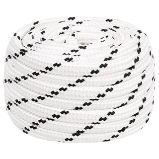 Vidaxl Pletené lodné lano biele 18 mm x 25 m polyester