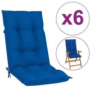 Vidaxl Podložky na záhradné stoličky 6 ks kráľovské modré 120x50x7 cm