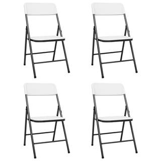 Vidaxl Skladacie záhradné stoličky 4 ks HDPE biele
