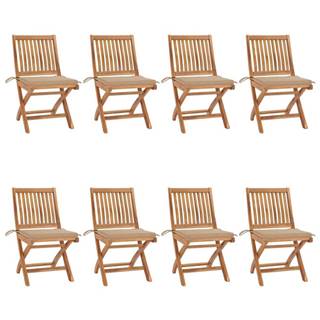 Vidaxl Skladacie záhradné stoličky s podložkami 8 ks tíkový masív