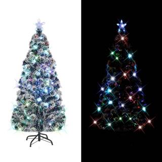 Vidaxl Umelý vianočný stromček,  podstavec a LED 210 cm,  optické vlákno