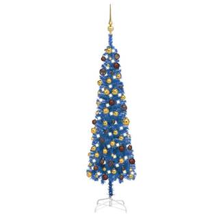 Vidaxl  Úzky vianočný stromček s LED a sadou gulí modrý 150 cm značky Vidaxl