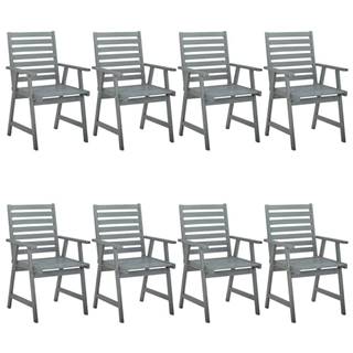 Vidaxl Záhradné jedálenské stoličky 8 ks sivé akáciový masív