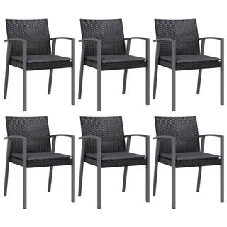 Vidaxl  Záhradné stoličky s vankúšmi 6 ks čierne 56, 5x57x83cm polyratan značky Vidaxl