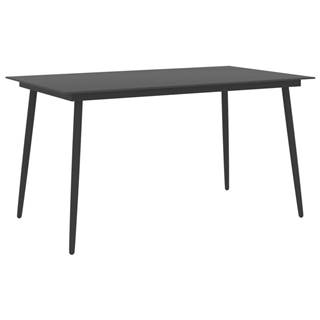 Vidaxl  Záhradný jedálenský stôl čierny 150x90x74 cm oceľ a sklo značky Vidaxl