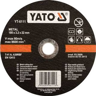 YATO  Kotúč rezný na kov 180 x 22 x 2, 5 mm značky YATO