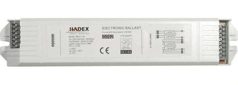 HADEX  Elektronický predradník EB-4x18 pre 4 žiarivky 18W značky HADEX