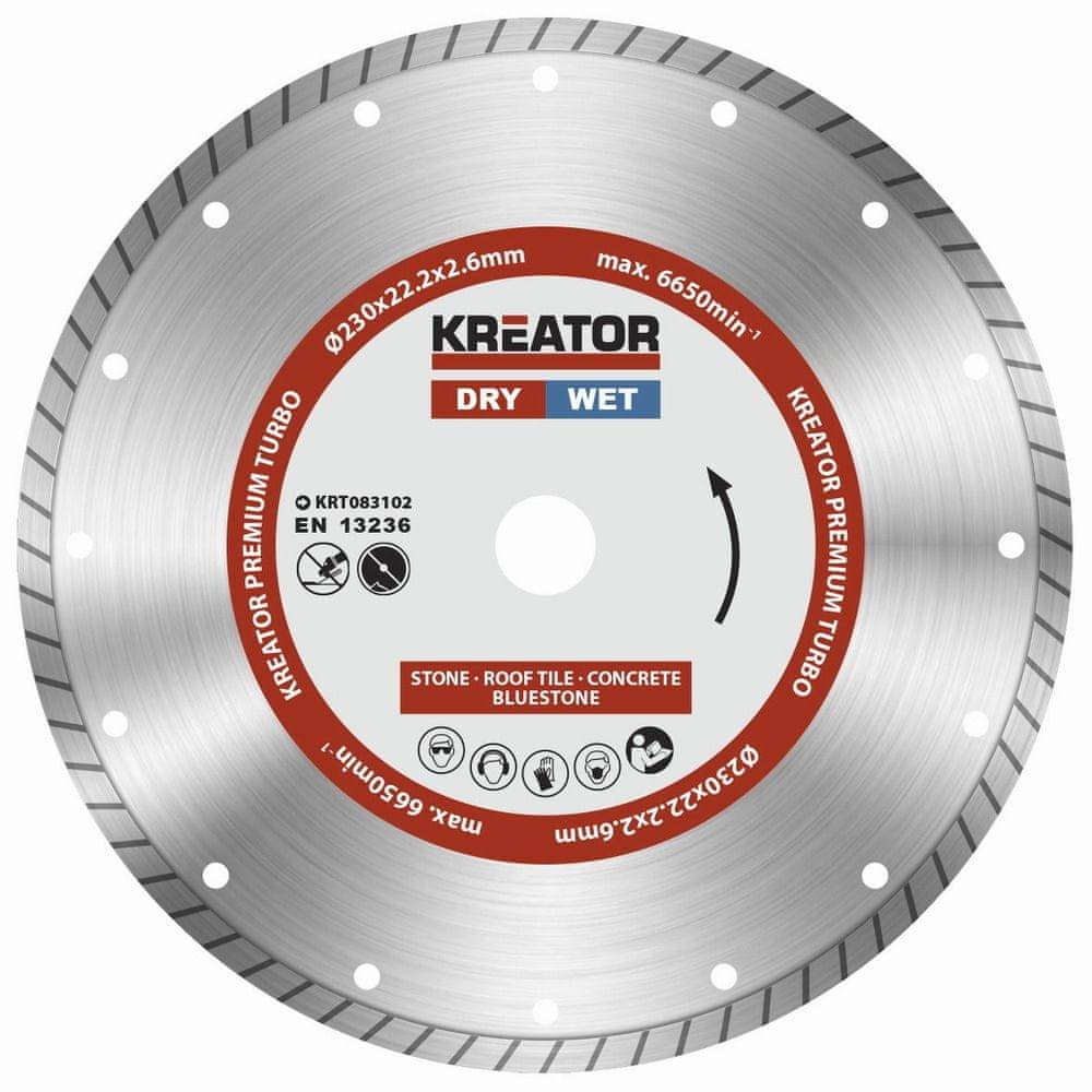 Kreator  KRT083102 - Diamantový kotúč celoobvodový 230mm PREMIUM TURBO značky Kreator