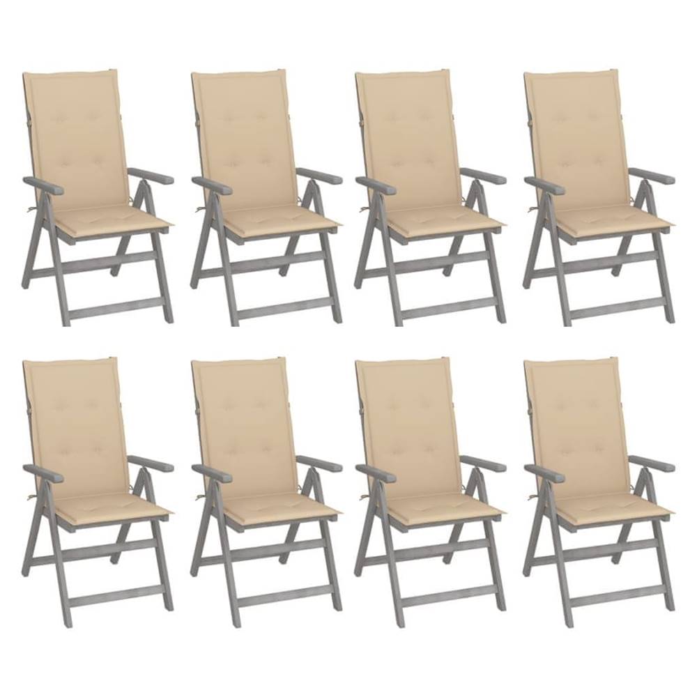 Petromila   Záhradné sklápacie stoličky+podložky 8 ks,  sivé,  akáciové drevo značky Petromila