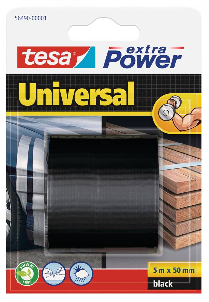 Tesa  Extra Power univerzálna opravná páska,  silná lepivosť,  pre domácnosť a hobby,  5m x 50mm - čierna značky Tesa