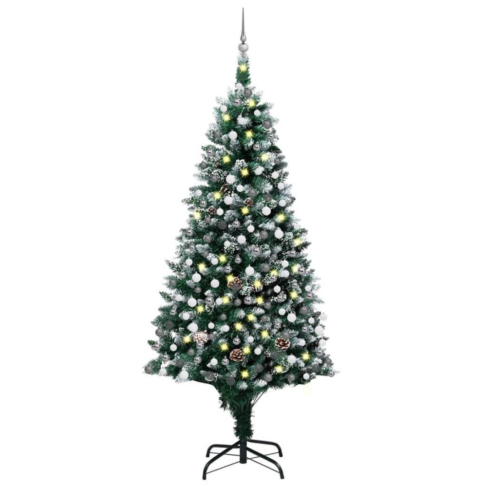 Vidaxl  Umelý vianočný stromček s LED,  súpravou gulí a šiškami 210 cm značky Vidaxl