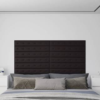 Vidaxl Nástenné panely 12 ks čierne 90x15 cm umelá koža 1, 62 m²