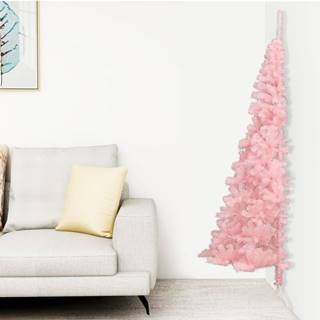 Vidaxl Umelý vianočný polovičný stromček s podstavcom ružový 180cm PVC