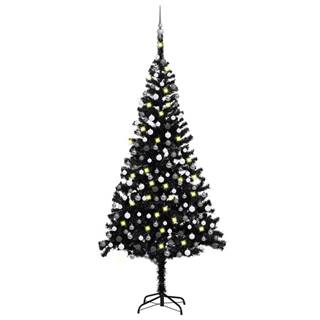Vidaxl  Umelý vianočný stromček s LED a súpravou gulí 240 cm čierny PVC značky Vidaxl