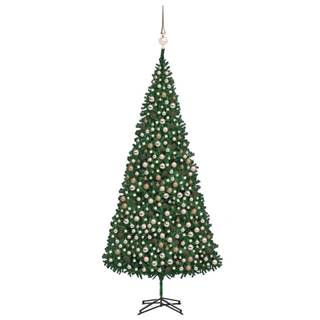 Vidaxl Umelý vianočný stromček s LED a súpravou gulí zelený 500 cm