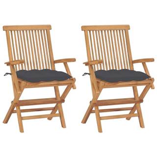 Vidaxl Záhradné stoličky s antracitovými podložkami 2 ks tíkový masív