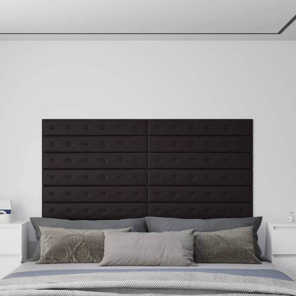 Vidaxl  Nástenné panely 12 ks čierne 90x15 cm umelá koža 1, 62 m² značky Vidaxl
