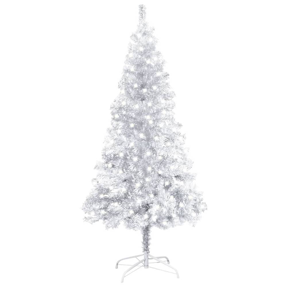 Vidaxl  Umelý vianočný stromček s LED a podstavcom strieborný 120 cm PET značky Vidaxl