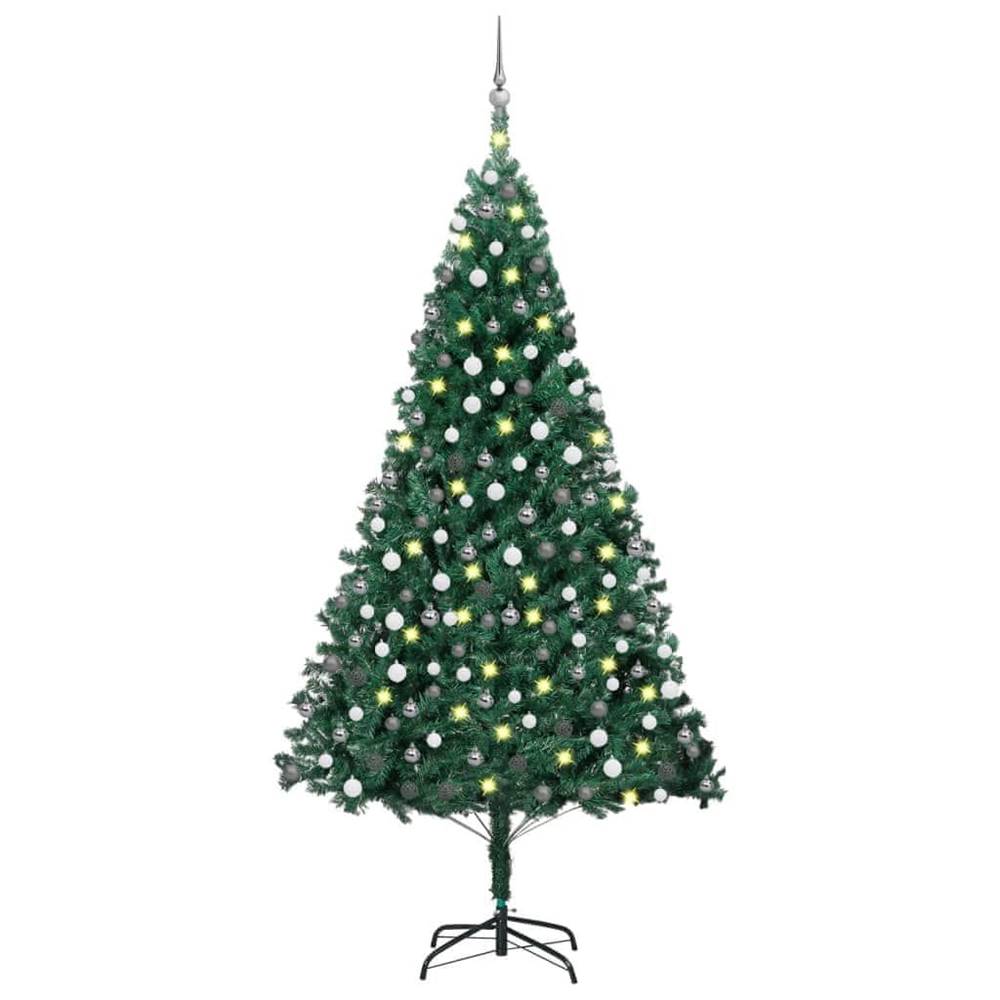 Vidaxl  Umelý vianočný stromček s LED a súpravou gulí 210 cm zelený PVC značky Vidaxl