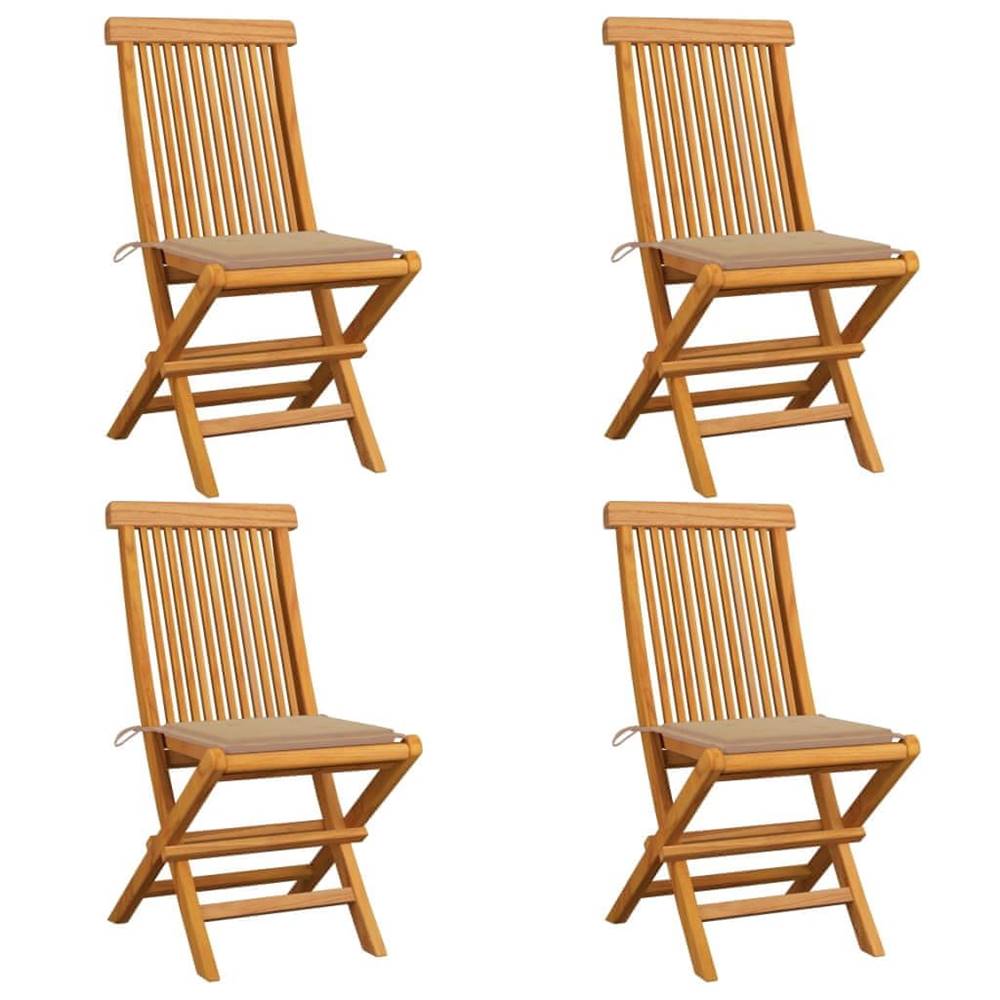 Vidaxl  Záhradné stoličky,  béžové podložky 4 ks,  tíkový masív značky Vidaxl