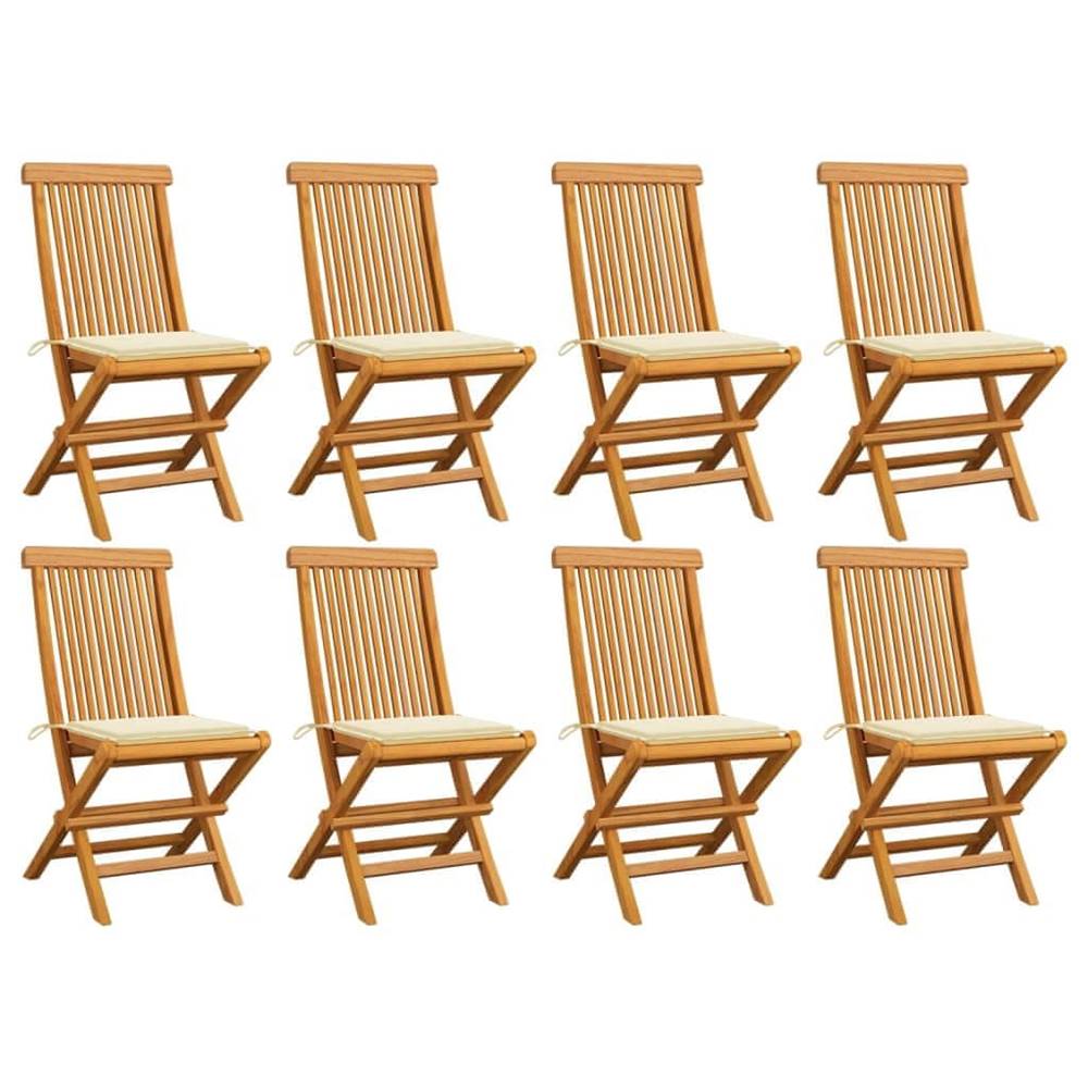 Vidaxl  Záhradné stoličky s krémovými podložkami 8 ks tíkový masív značky Vidaxl