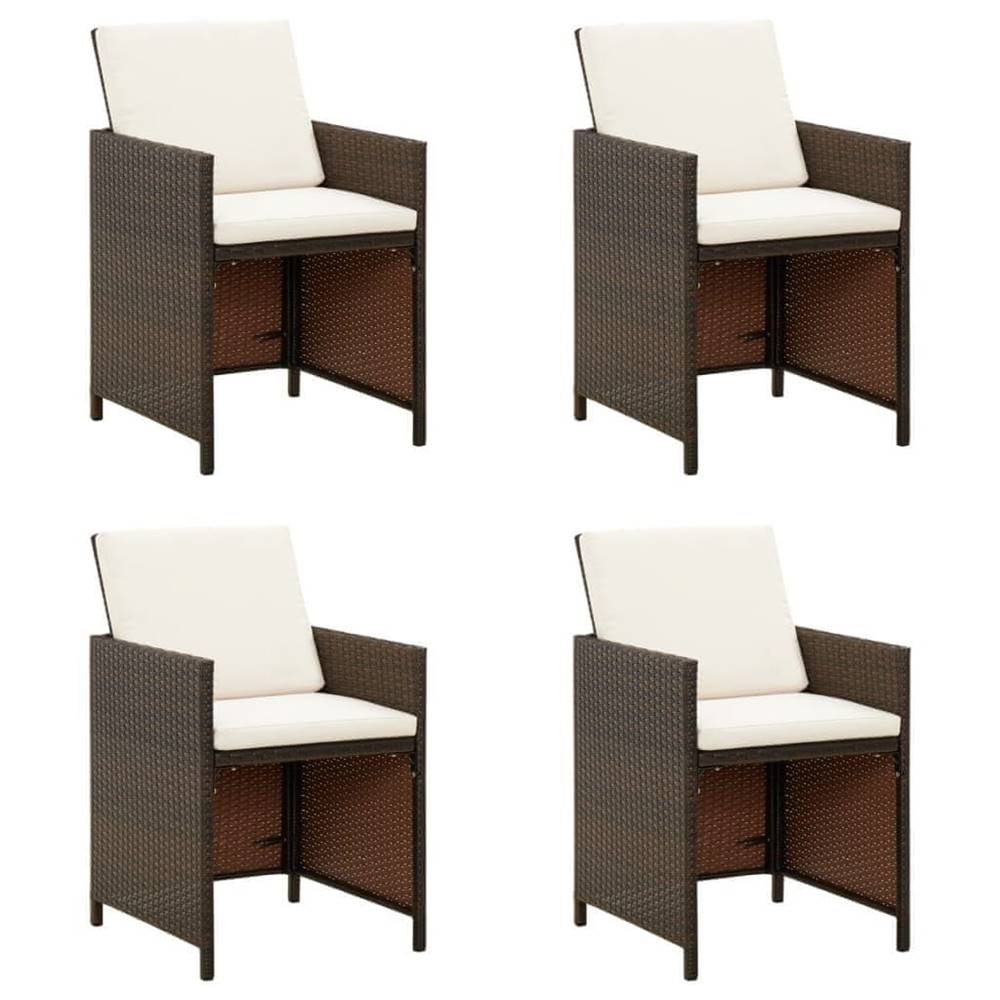 Vidaxl  Záhradné stoličky s podložkami 4 ks polyratanové hnedé značky Vidaxl