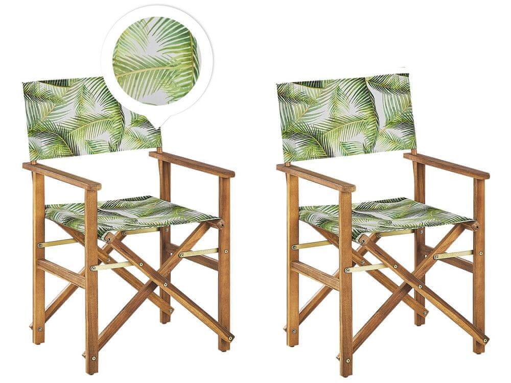 Beliani  Sada 2 záhradných stoličiek zo svetlého akáciového dreva sivá/vzor tropických listov CINE značky Beliani
