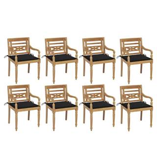 Vidaxl Batavia stoličky s podložkami 8 ks tíkový masív