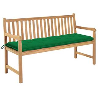 Vidaxl Záhradná lavička,  zelená podložka 150 cm,  tíkový masív