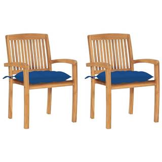Vidaxl  Záhradné stoličky 2 ks modré podložky tíkový masív značky Vidaxl