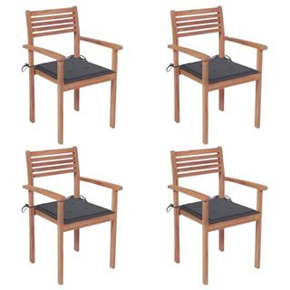 Vidaxl Záhradné stoličky 4 ks antracitové podložky teakový masív