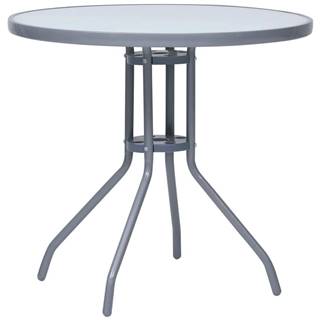 Vidaxl Záhradný stôl bledosivý 80 cm oceľ a sklo