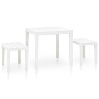 Vidaxl Záhradný stôl s 2 lavičkami plastový biely