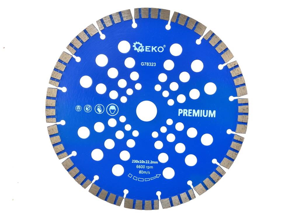 GEKO  Diamantový kotúč 230 x 10 x 22, 2 mm turbo PREMIUM laserom (25) / značky GEKO