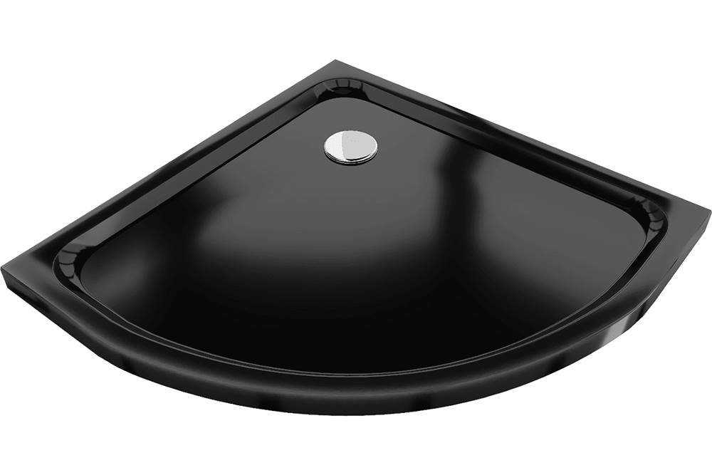 Mexen  Slim,  štvrťkruhová akrylátová sprchová vanička 100x100x5 cm,  čierna,  chrómový sifón,  41701010 značky Mexen