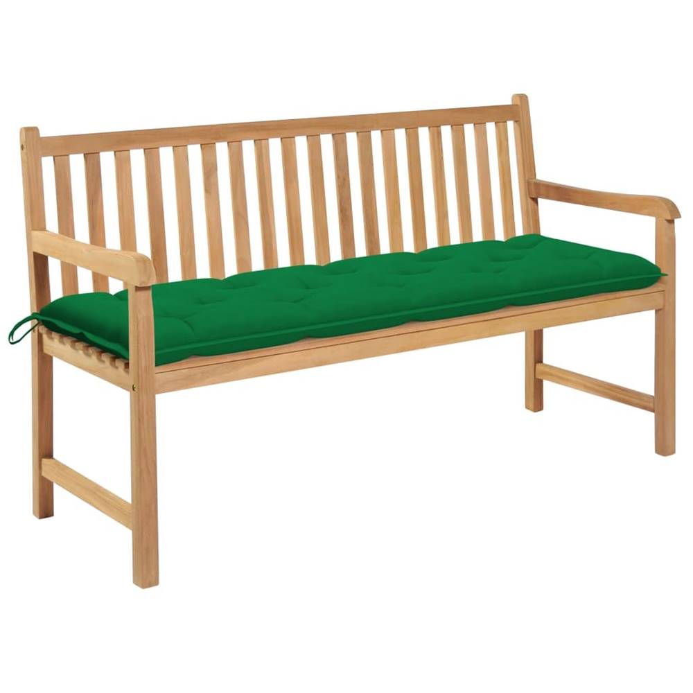 Vidaxl  Záhradná lavička,  zelená podložka 150 cm,  tíkový masív značky Vidaxl