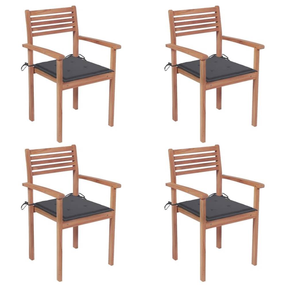 Vidaxl  Záhradné stoličky 4 ks antracitové podložky teakový masív značky Vidaxl