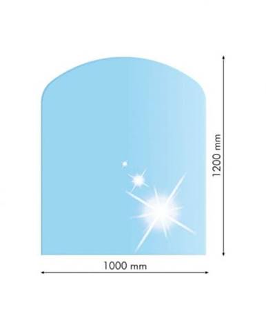 Lienbacher 21.02.882.2,  Sklo pod kachle,  SKOSENÝ OBLÚK,  100x120 cm,  fazeta 20 mm,  hr. 8 mm,  kalené sklo