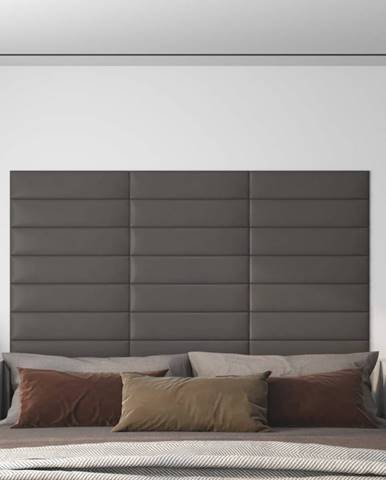Vidaxl Nástenné panely 12 ks sivé 60x15 cm umelá koža 1, 08 m²