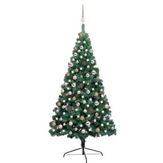 Vidaxl  Umelý vianočný pol stromček s LED a sadou gulí zelený 180 cm značky Vidaxl