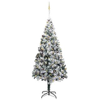 Vidaxl Umelý vianočný stromček LED,  súprava gulí a sneh zelený 400 cm